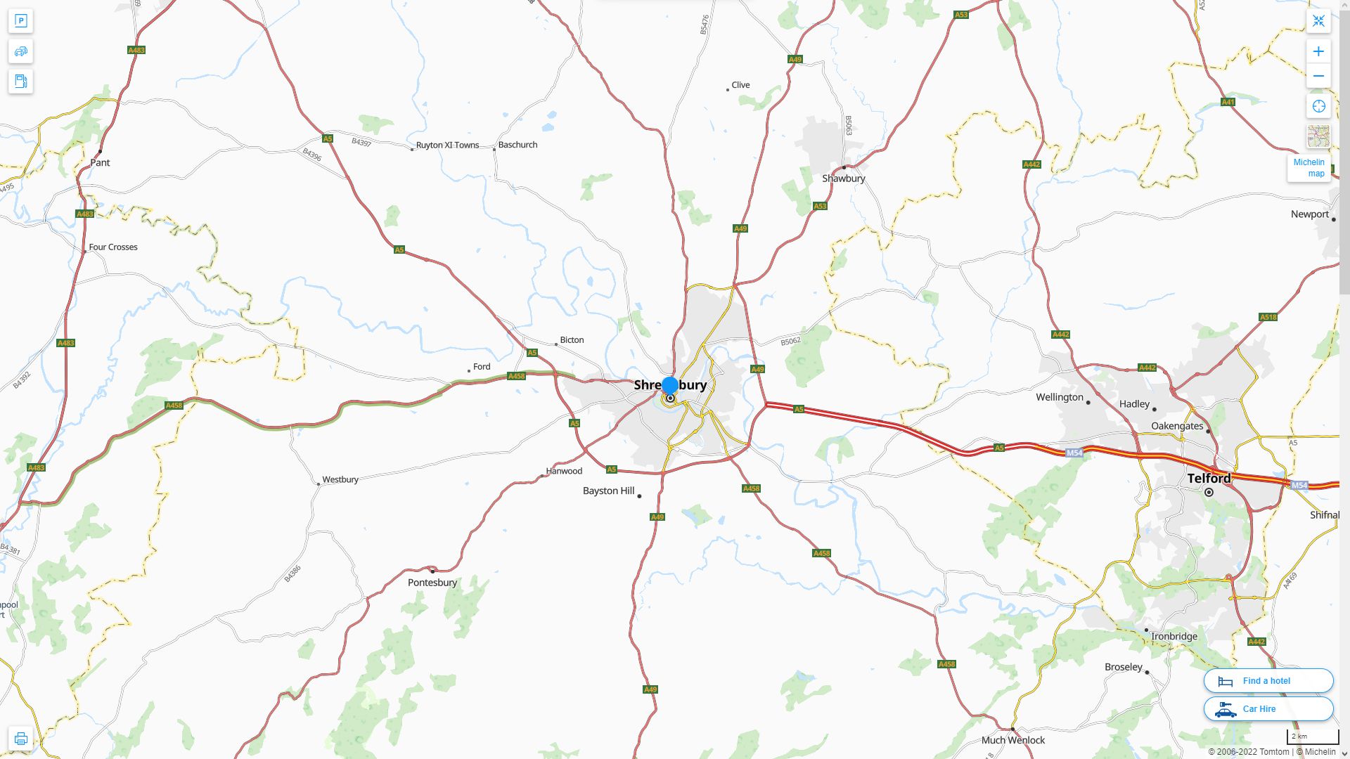Shrewsbury Highway and Road Map